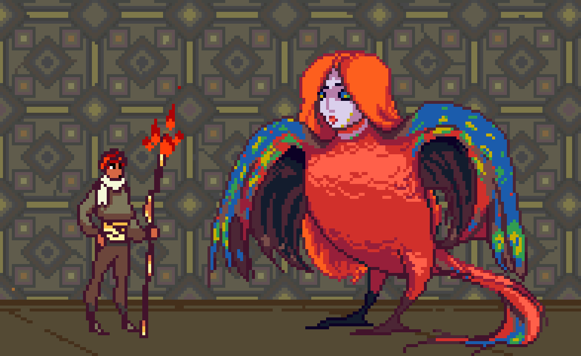 Fire mage and a bird lady